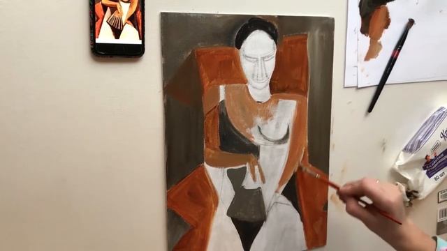 Пишем маслом Pablo Picasso, Мастер класс по написанию репродукции с фото. смотреть онлайн
