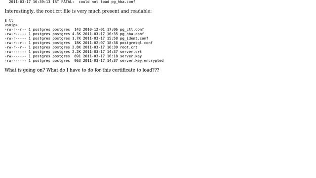 DevOps & SysAdmins: PostgreSQL SSL root.crt not loading смотреть онлайн