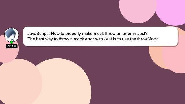 JavaScript : How to properly make mock throw an error in Jest? смотреть онлайн