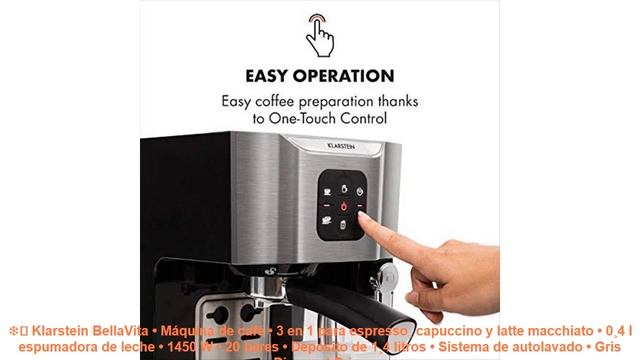 ❄️ Klarstein BellaVita • Máquina de café • 3 en 1 para espresso¸ capuccino y latte macchiato • 0¸4 смотреть онлайн