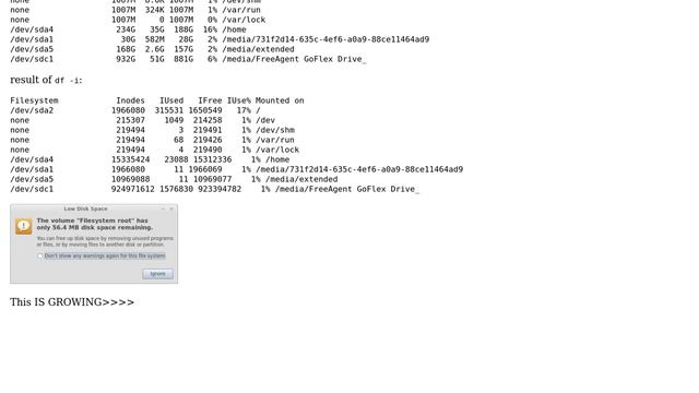 Ubuntu: Low disk space "Filesystem root" смотреть онлайн