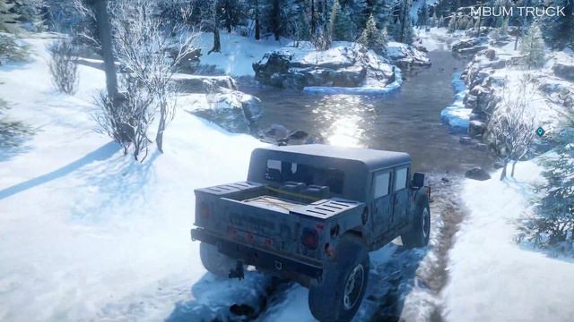 Snowrunner - Hummer H1 Offroading Through Slippery Snowy Road смотреть онлайн