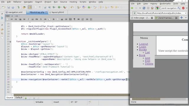 Zend Framework 1.8 tutorial 8 zend_navigation and zend_acl смотреть онлайн