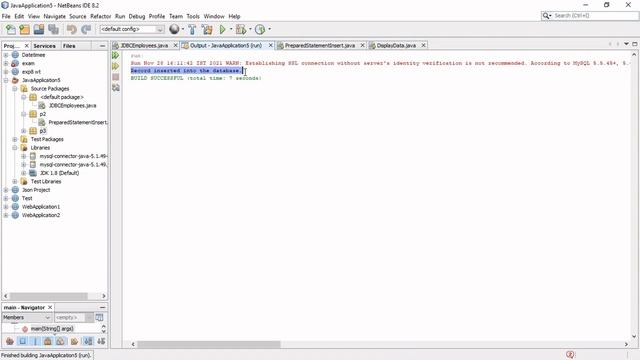 Inserting data using PreparedStatement class into the database | NetBeans | MySQL Server | JDBC. смотреть онлайн