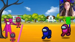 САМЫЙ ТУПОЙ КАЛЬМАР ПРОТИВ КОЛОБОК ? ИГРА В КАЛЬМАРА SQUID GAME AMONG US Scp Мульт Анимация Реакция