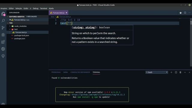 TDD NODEJS - TESTANDO FUNÇÕES USANDO JEST смотреть онлайн