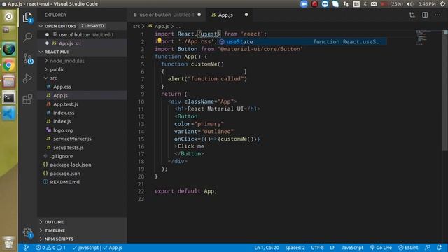 Reactjs material ui tutorial in Hindi #3 Button смотреть онлайн