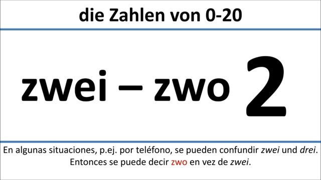 Alemán: Los Números De 0 A 20/Zahlen Von 0 Bis 20 (spanische Untertitel)