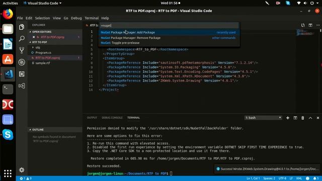 PdfMetamorphosis.Net - как запустить компонент и сконвертировать RTF в PDF с помощью Linux смотреть онлайн