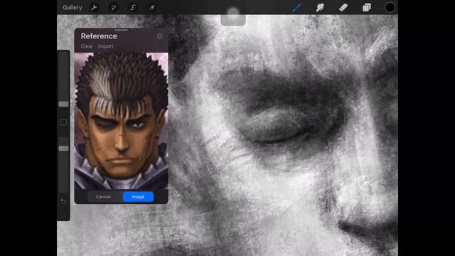 "Guts Berserk" process Charcoal drawing with Procreate смотреть онлайн