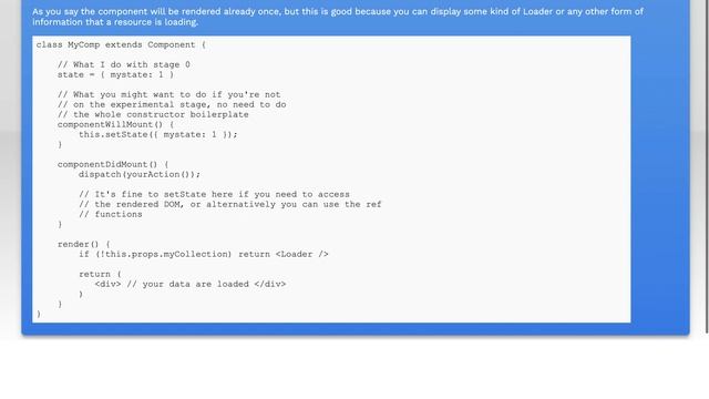 In React.js should I make my initial network request in componentWillMount or componentDidMount? смотреть онлайн