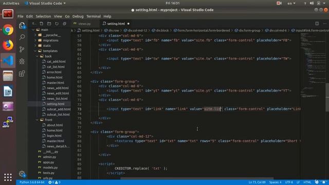 Site setting Page | Python and Django смотреть онлайн