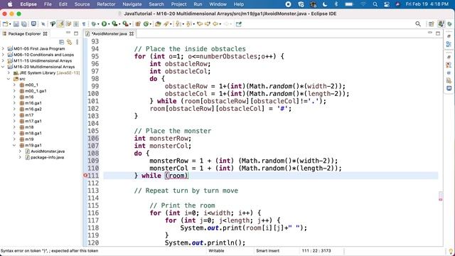 Java JEM19GA1P1b Avoid Monster - Place the monster смотреть онлайн