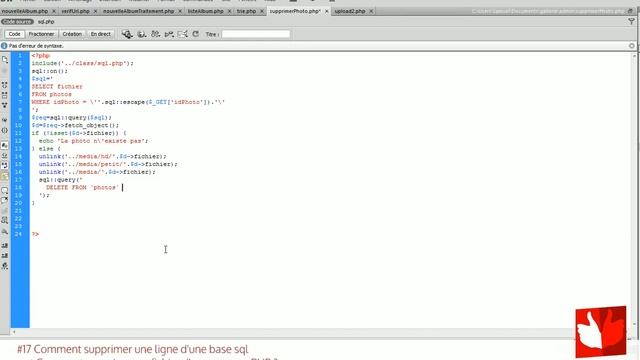 #17 Comment supprimer une ligne d'une base sql et Comment supprimer un fichier d'un server en PHP ? смотреть онлайн