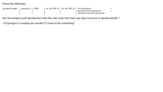 Databases: Is my database secure? / What does "=Tc/postgres" allow? смотреть онлайн