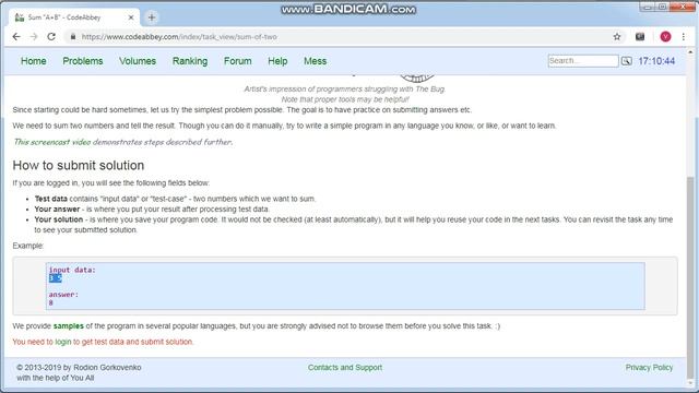 Решение задачи CodeAbbey 001 на Python смотреть онлайн