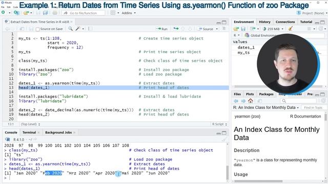 Extract Dates from Time Series (2 Examples) | zoo & lubridate Packages | as.yearmon & date_decimal смотреть онлайн