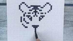 Как нарисовать ТИГРА по клеточкам - символ 2022 года / Рисунки по клеточкам - тигр pixel art