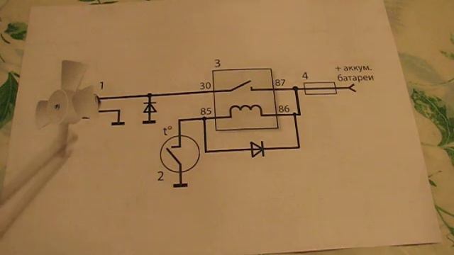 Схема включения электро вентилятора охлаждения радиатора автомобиля смотреть онлайн