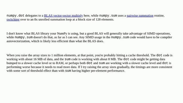Why is np.dot so much faster than np.sum? смотреть онлайн