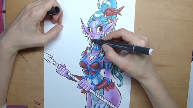 Female troll - Painting with Finecolour markers -Timelapse смотреть онлайн