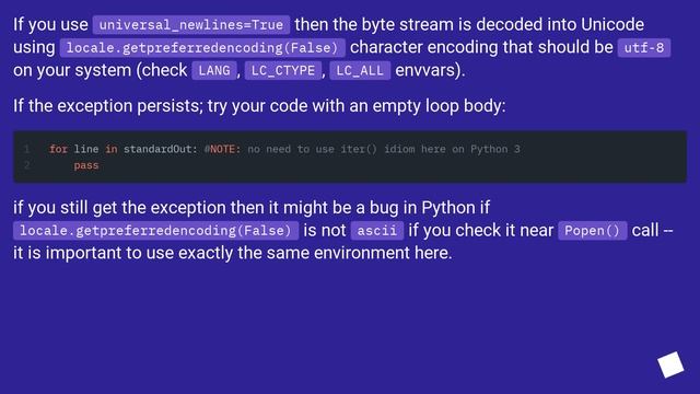 Why does opening a subprocess with universal_newlines cause a unicode decode exception? смотреть онлайн