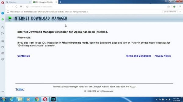 How to add idm extension in opera browser