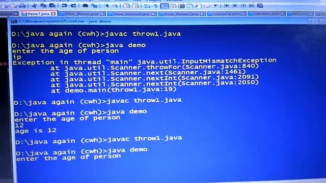 throw in exception handling using Java смотреть онлайн