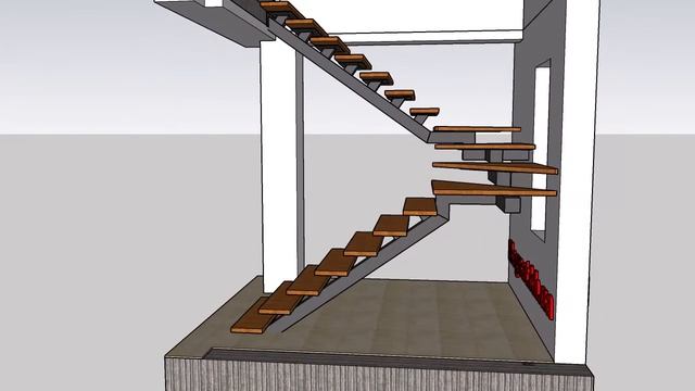 Эскиз лестницы на центральном косоуре. смотреть онлайн