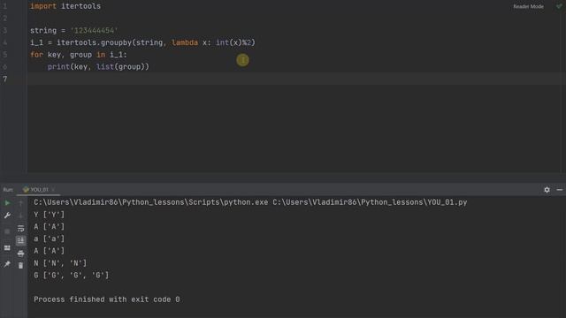 Python itertools groupby удобный способ группировки. смотреть онлайн