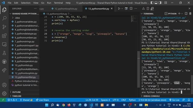 Sort, Copy & Join List in Python || Complete Python Tutorial For Beginners in Hindi (With Notes) #1 смотреть онлайн
