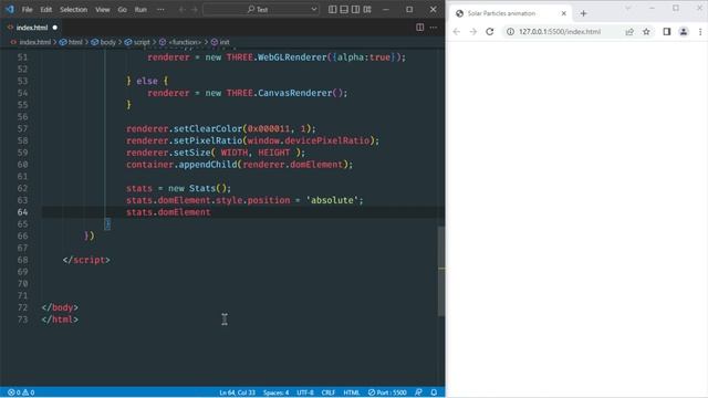 Create star system - particles animation in THREE JS, WebGL and STATS JS смотреть онлайн