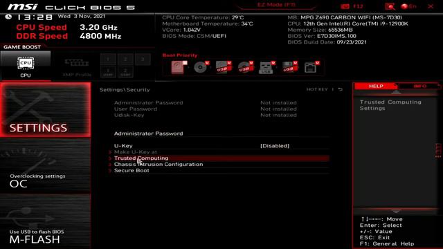 MSI MPG Z690 Carbon WiFi BIOS Click Through