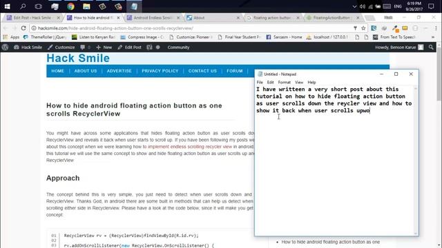 Hide floating action button as user scrolls down recycler view - Android Tutorial смотреть онлайн