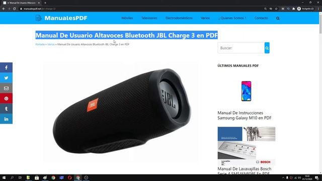 Manual De Usuario Altavoces Bluetooth JBL Charge 3 en PDF ??? смотреть онлайн