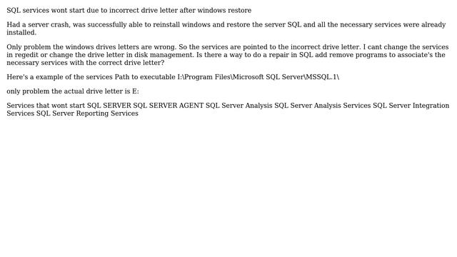 DevOps & SysAdmins: SQL services wont start due to incorrect drive letter after windows restore смотреть онлайн