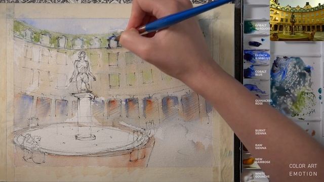 Urban Sketching Ink and Watercolor – Step by Step Sketching & Painting Process | Reference Analysis смотреть онлайн