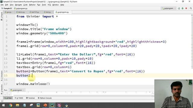 Creating Frame Widget In Tkinter