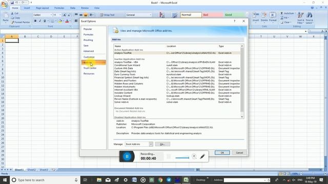 Installing the Microsoft Excel (2007) Data Analysis Tool Pack Add in смотреть онлайн