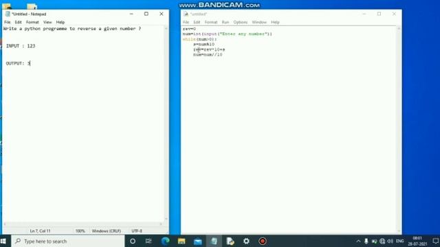 Reverse Number in Python by Rohit Kr. Dubey || #python programming with rohit смотреть онлайн