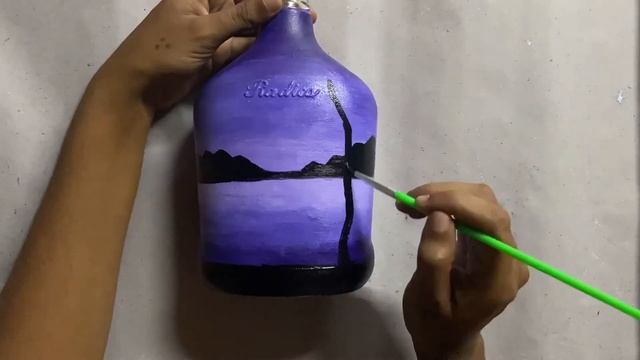 Beginners DIY Bottle Craft | Bottle Art with 3 Acrylic Colours| Scenery Acrylic Painting смотреть онлайн