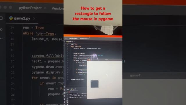 How to get a rectangle to follow a mouse in pygame #python #pygame #coding #game #learn смотреть онлайн