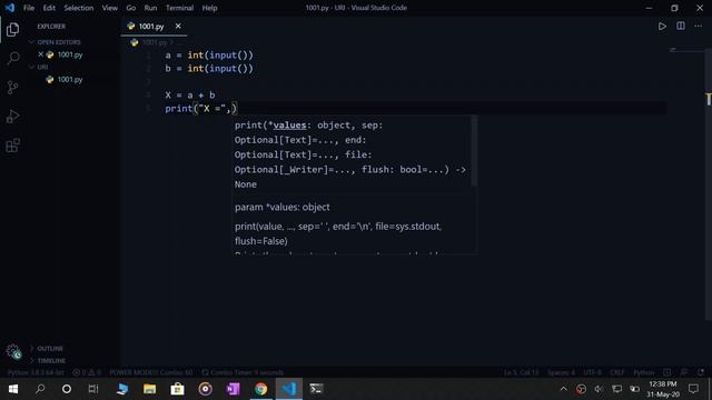 URI Solution in Python: 1001 - Extremely Basic | URI Solution | Python смотреть онлайн
