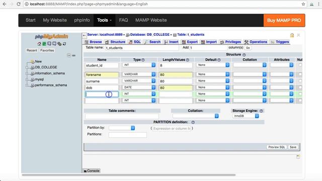 students table in phpmyadmin as part of a college database смотреть онлайн