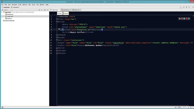 Настройка стилей для Input "File". CSS + JS + HTML смотреть онлайн