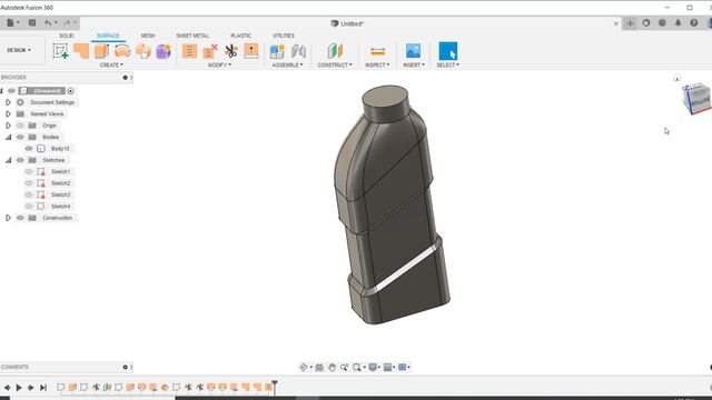 Fusion 360 Tutorial #69 | 3D Model Surface Bottle Design смотреть онлайн