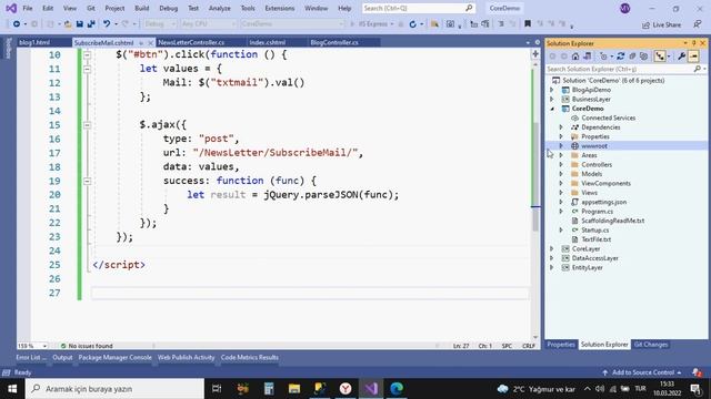 #127 Asp.Net Core 5.0 Proje Kampı Ajax ile Mail Bülteni Subscribe (Partial View Ajax With Post) смотреть онлайн