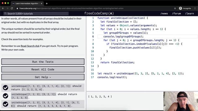 Sorted Union - Intermediate Algorithm Scripting - Free Code Camp смотреть онлайн
