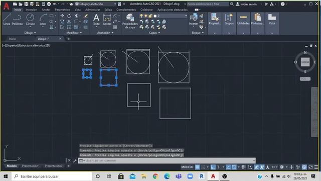 como dibujar cuadrados y circulo en autocad смотреть онлайн