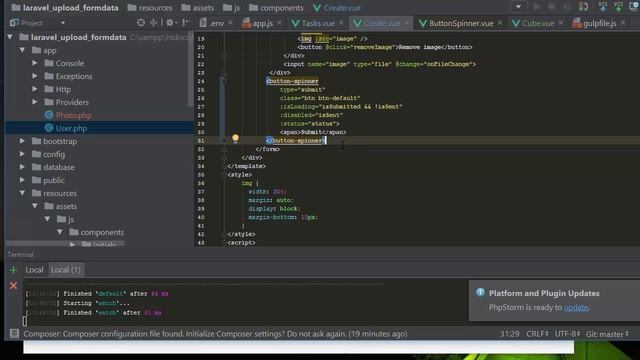 Vue 2.1.* Button Spinner laravel 5.3 смотреть онлайн